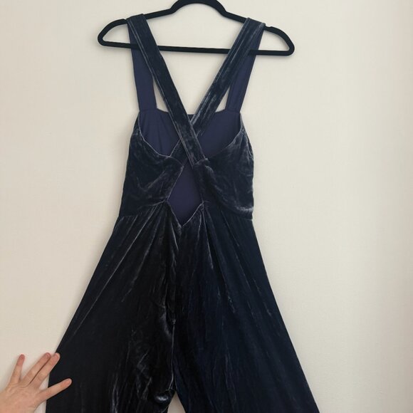 Staud Blue Velvet Jumpsuit - Picture 4 of 5